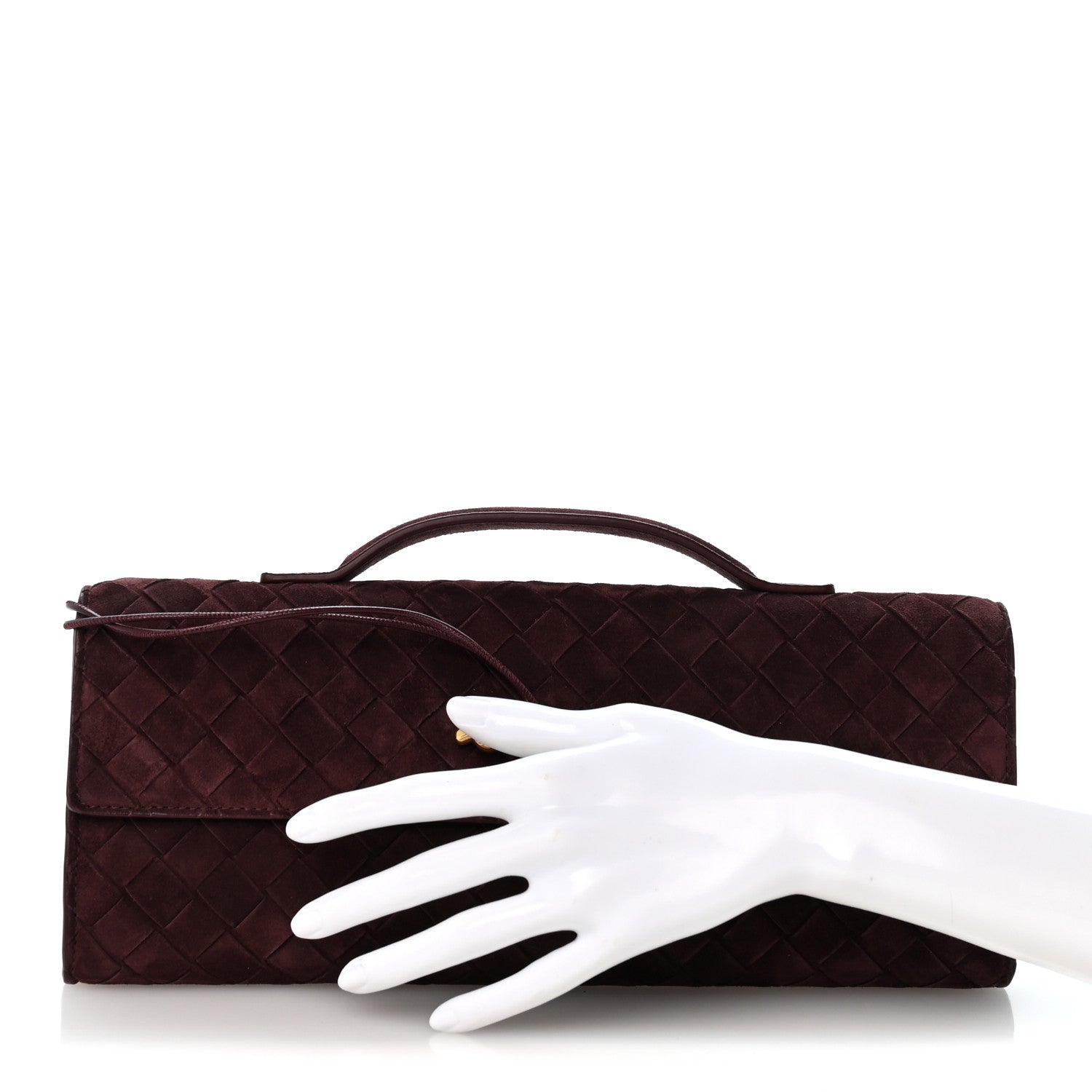 Bottega Veneta Suede Intrecciato Long Andiamo Top Handle Deep Mahogany 2 of 12