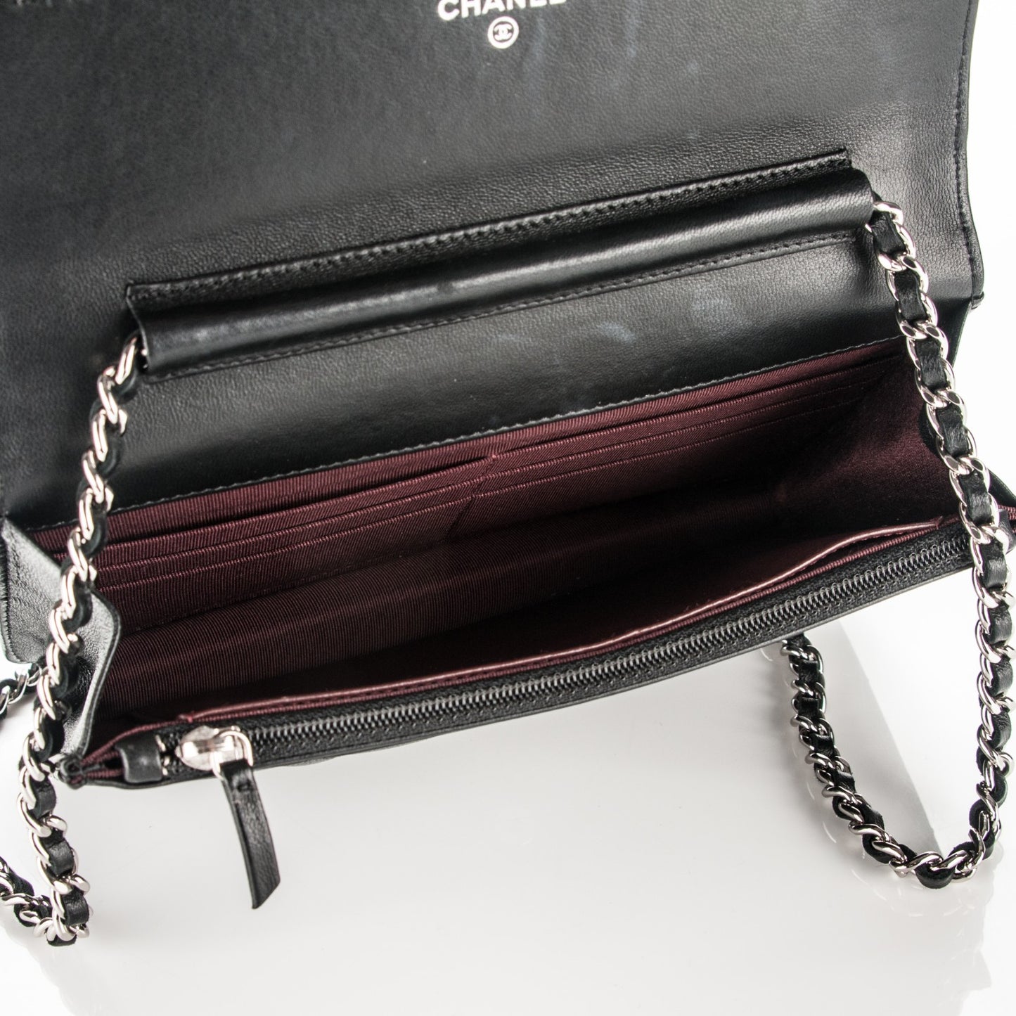 Lambskin Quilted Wallet On Chain WOC Black