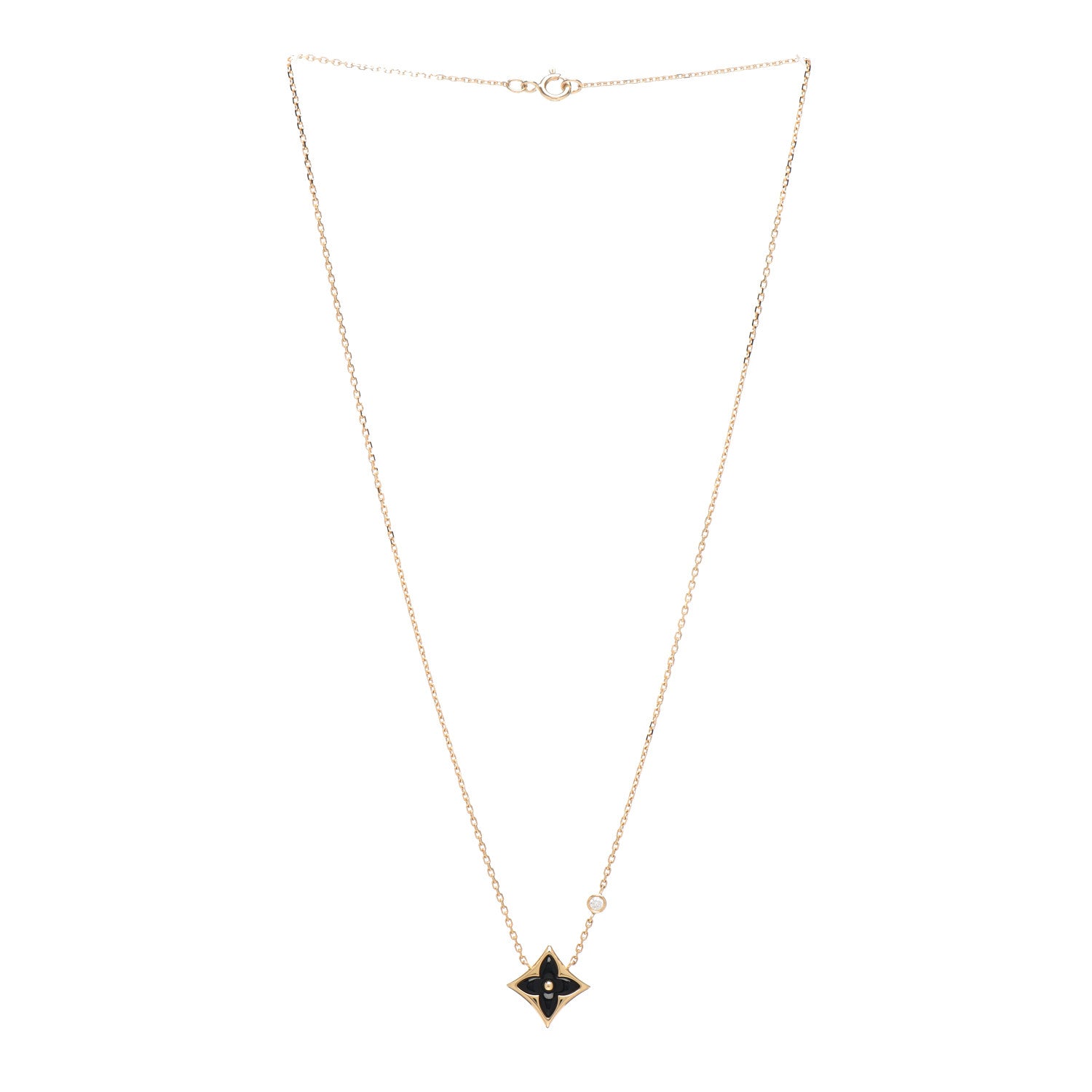Louis Vuitton 18K Yellow Gold Diamond Black Onyx Color Blossom BB Star Pendant Necklace 3 of 6