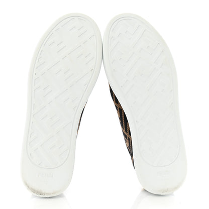 Fendi Fabric FF Micro-Perforated Rise Low Top Sneakers 38 Tobacco Black 6 of 11