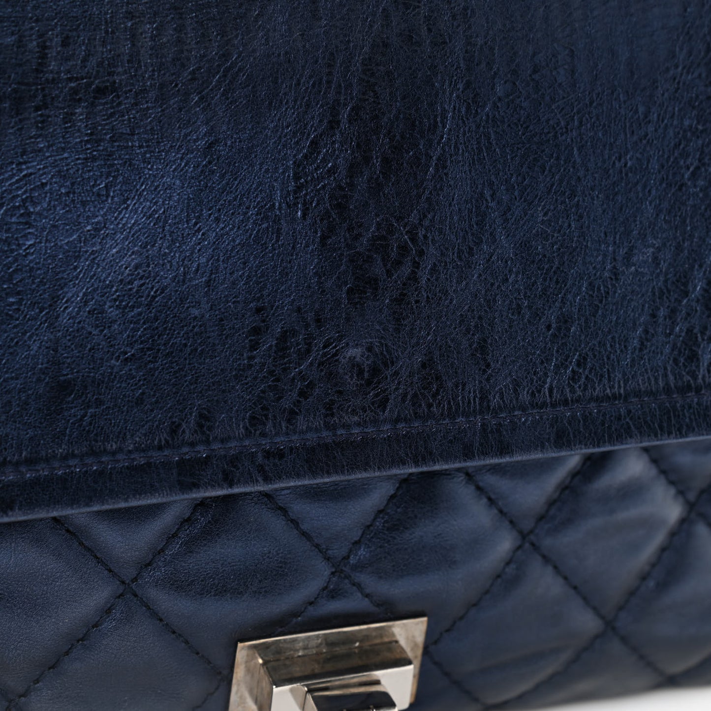 Metallic Aged Calfskin Quilted 2.55 Reissue 227 Flap Blue