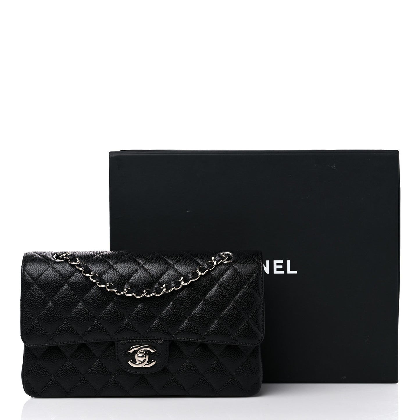 Caviar Quilted Medium Double Flap Black