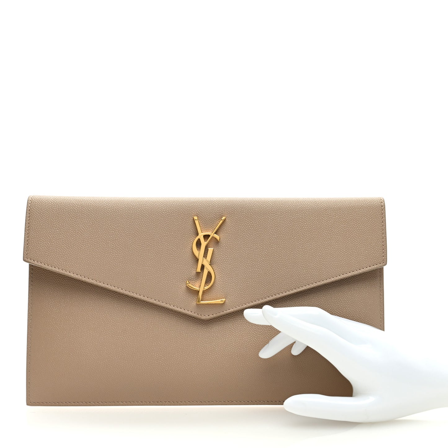 SAINT LAURENT Grain De Poudre Uptown Pouch Dark Beige