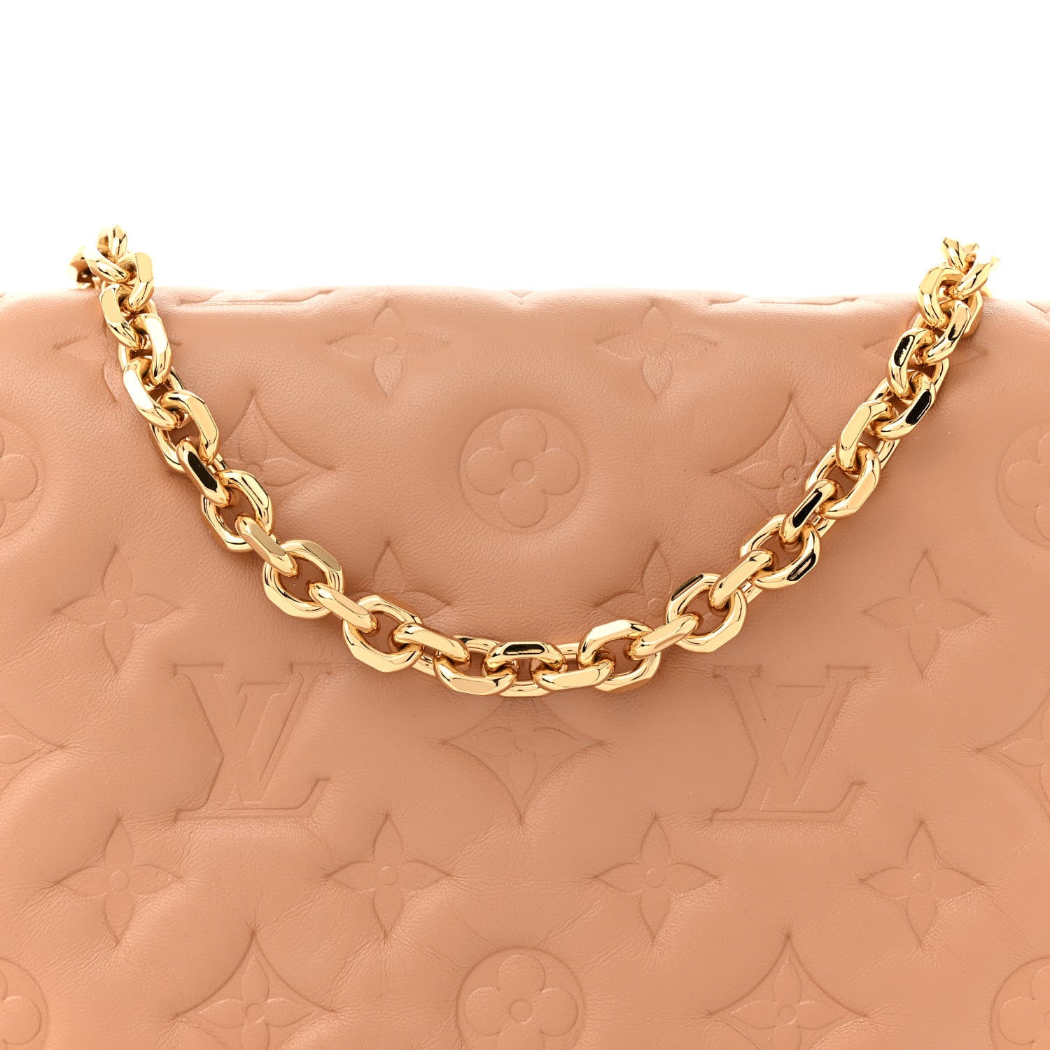 Louis Vuitton Lambskin Embossed Monogram Pochette Coussin Camel 7 of 13