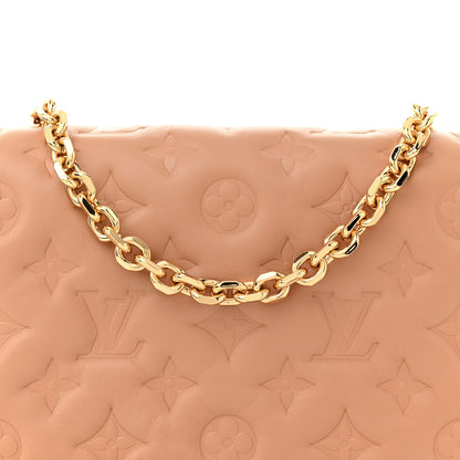 Louis Vuitton Lambskin Embossed Monogram Pochette Coussin Camel 7 of 13