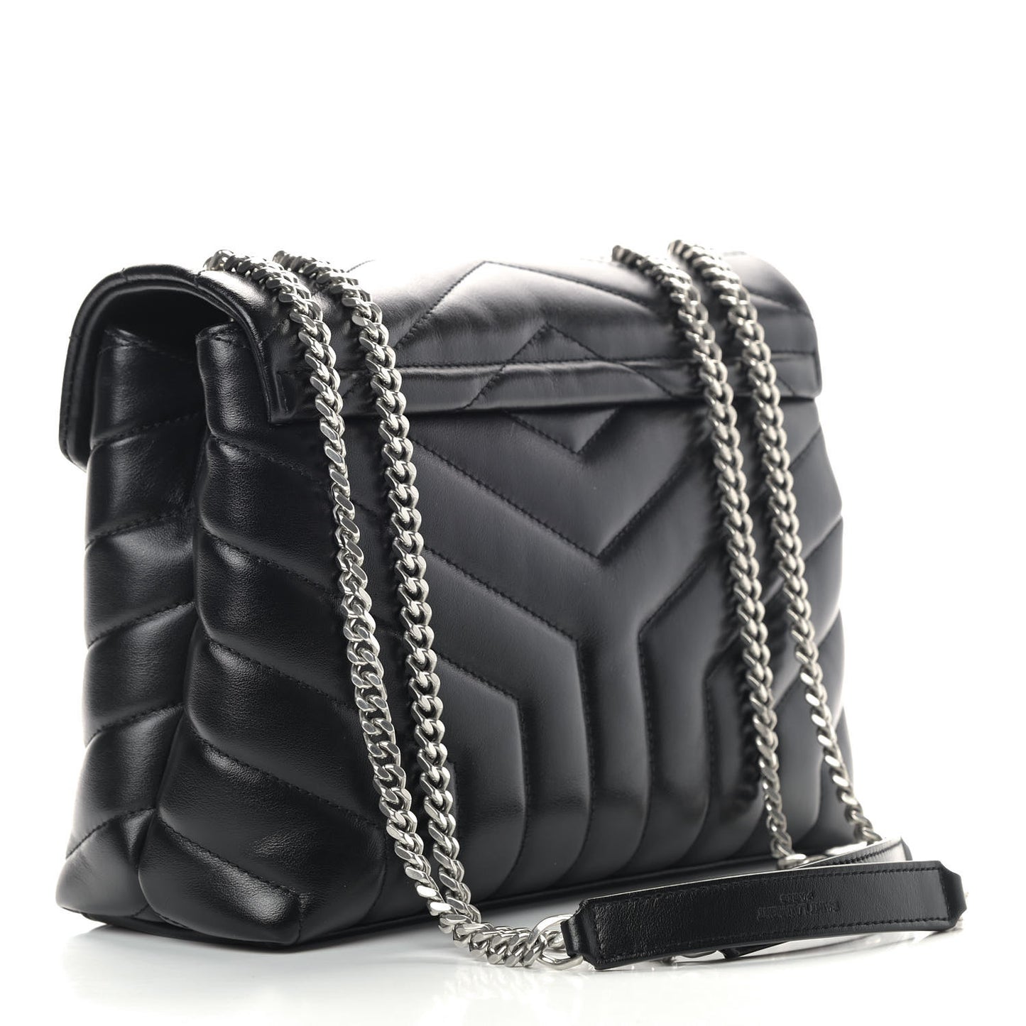 Calfskin Y Quilted Monogram Small Loulou Chain Satchel Black
