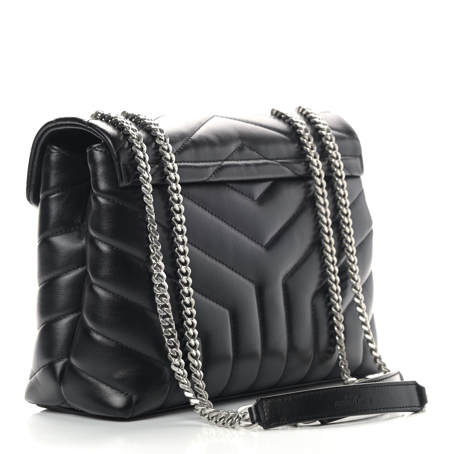 Saint Laurent Calfskin Y Quilted Monogram Small Loulou Chain Satchel Black 2 of 11