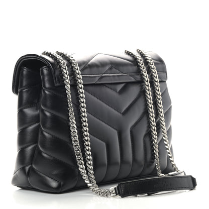 Saint Laurent Calfskin Y Quilted Monogram Small Loulou Chain Satchel Black 2 of 11