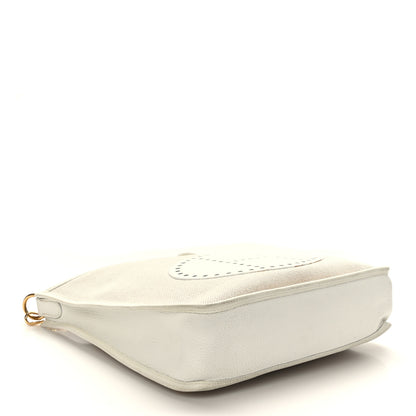 Hermes Toile Taurillon Clemence Evelyne PM Blanc White 4 of 9