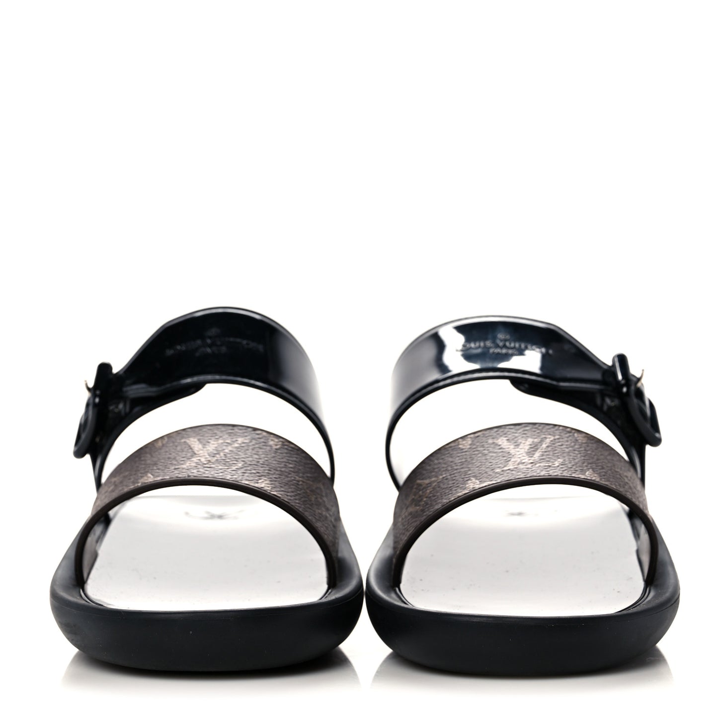 Monogram Sunbath Flat Mule Sandals 40 Black