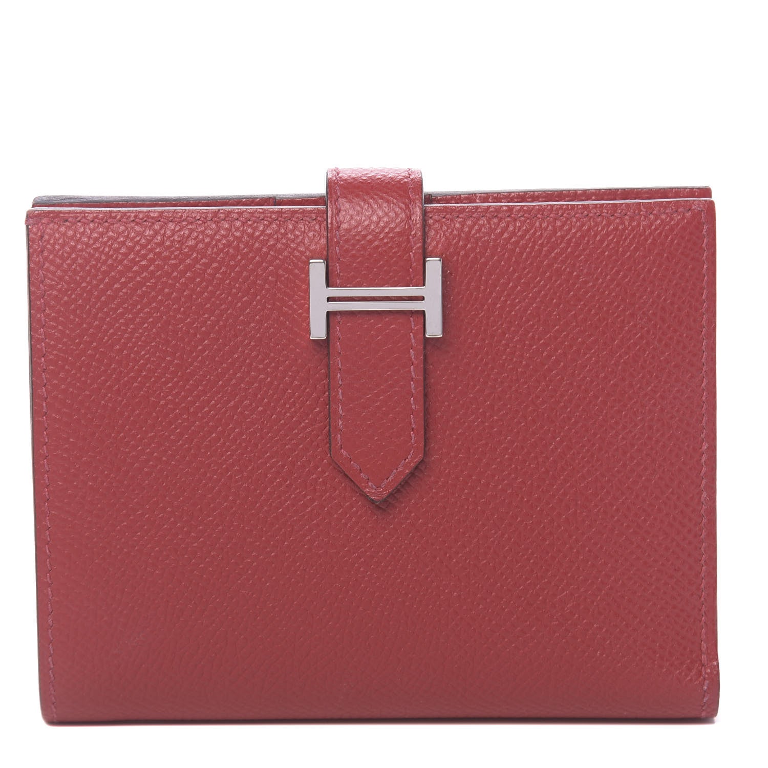 Hermes Epsom Bearn Compact Wallet Rouge Casaque 1 of 7