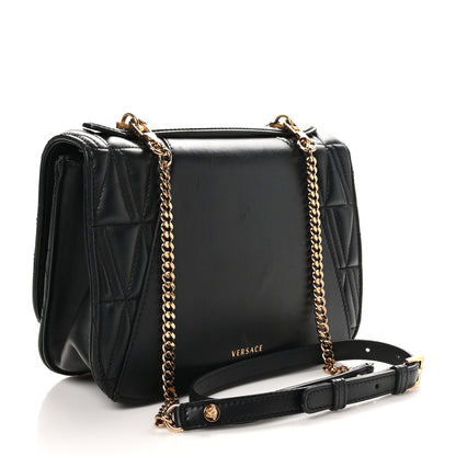 Versace Nappa Quilted Virtus Top Handle Shoulder Bag Black 3 of 9