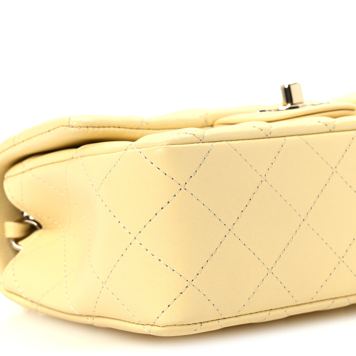 Lambskin Quilted Mini Rectangular Flap Light Yellow