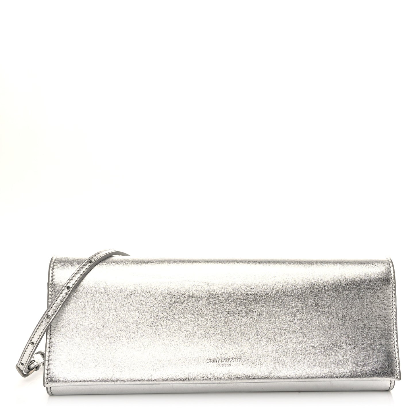 Metallic Nappa Silk Fetiche Clutch Argento
