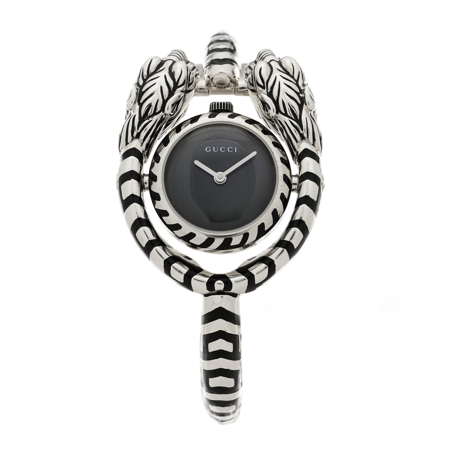 Gucci Sterling Silver Black Mother of Pearl 23mm Dionysus Quartz Watch 1 of 5