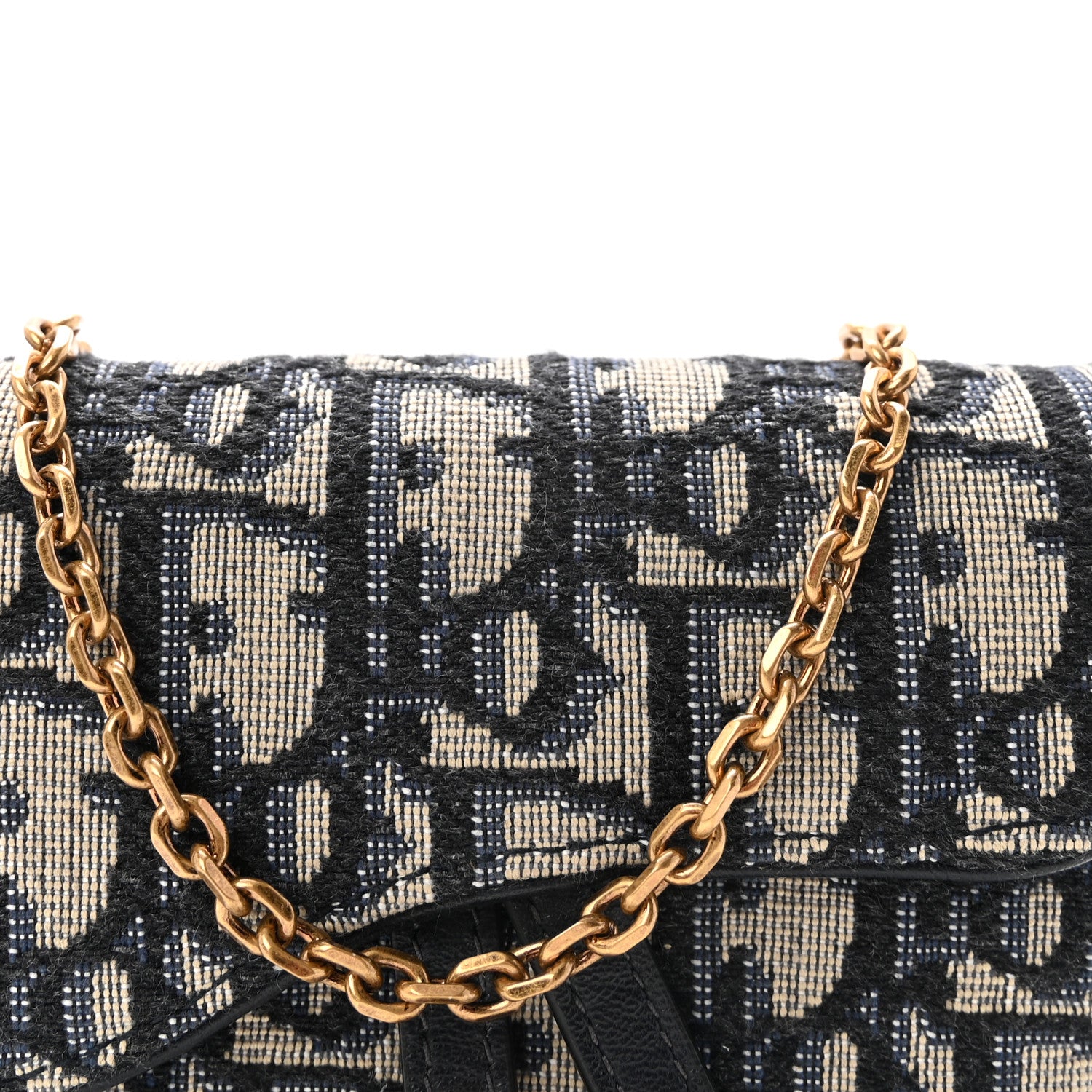Christian Dior Oblique Nano Saddle Chain Pouch Blue 7 of 10