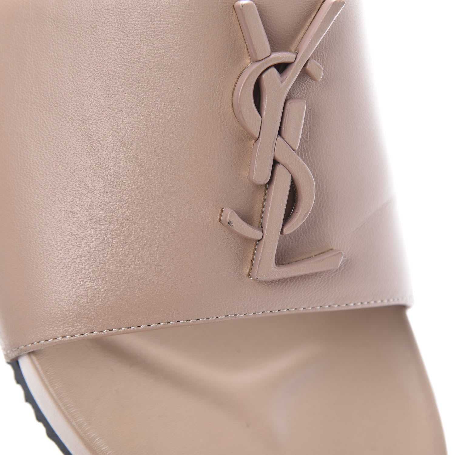 Saint Laurent Lambskin Joan Slide Sandals 40 Nude 8 of 9