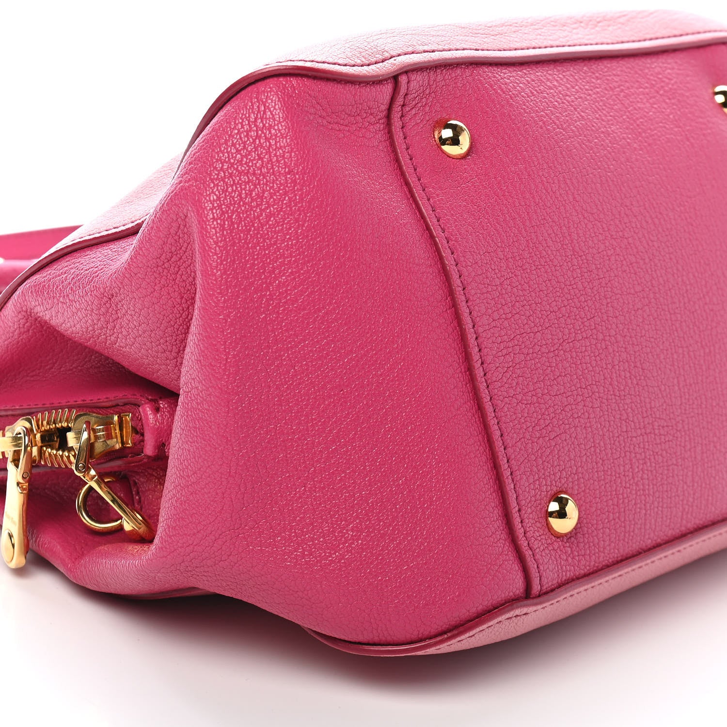Miu Miu Goatskin Madras Bi-Color Bowling Bag Rosa Peonia 7 of 8