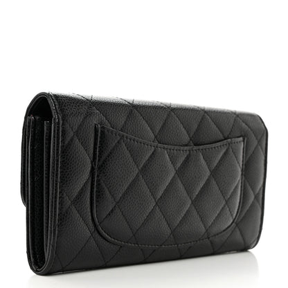 Chanel Caviar Quilted Large Gusset Flap Wallet Black 3 of 9