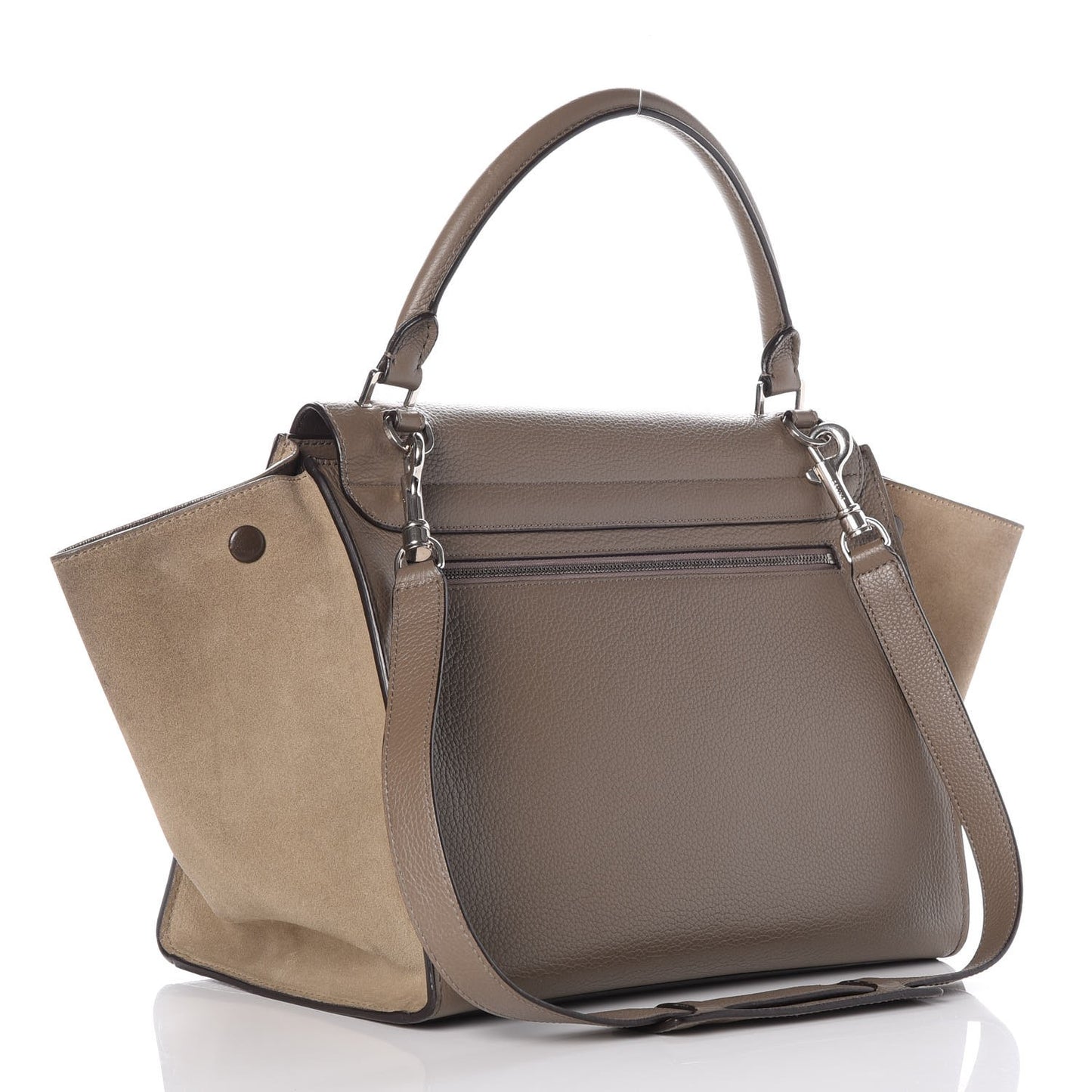 Drummed Calfskin Suede Medium Trapeze Souris