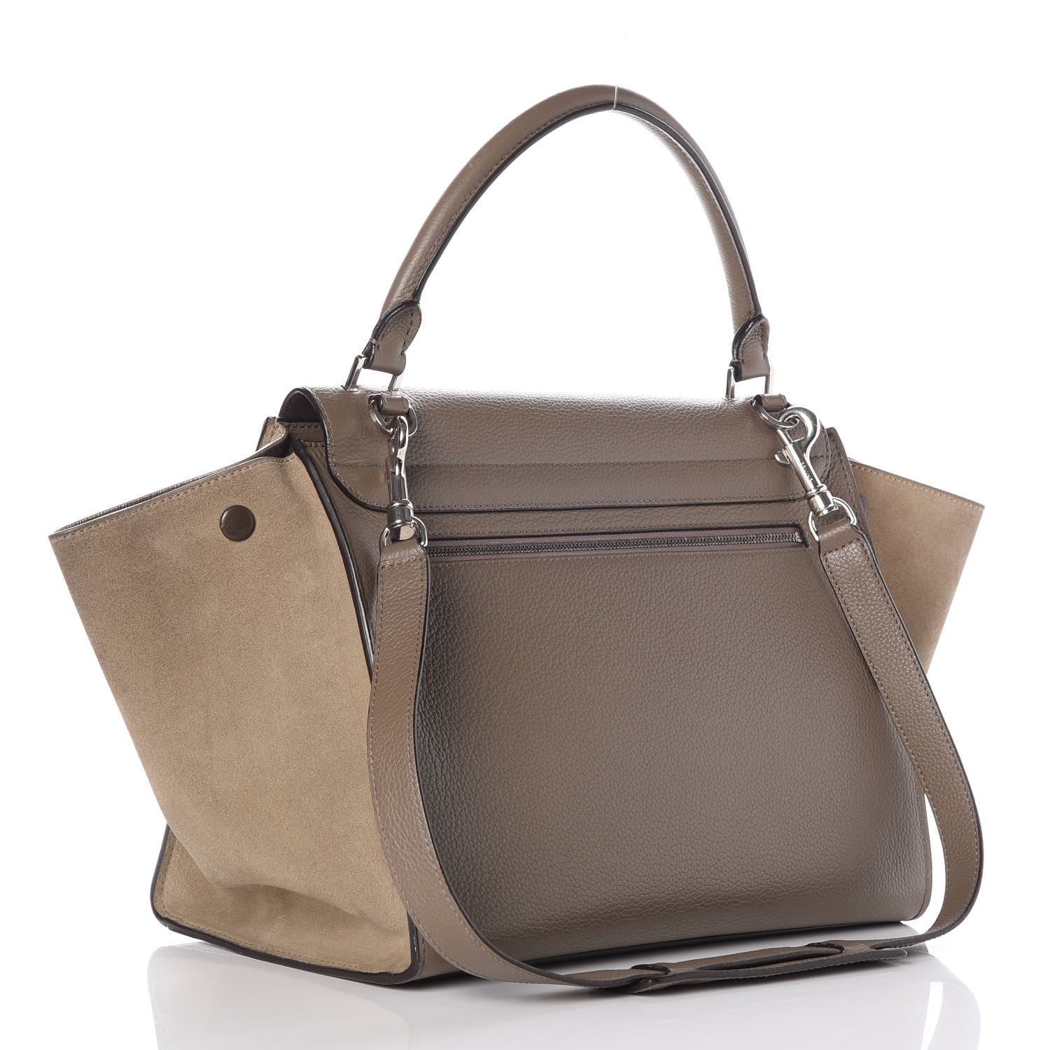Celine Drummed Calfskin Suede Medium Trapeze Souris 4 of 8