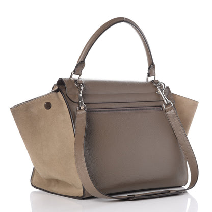 Celine Drummed Calfskin Suede Medium Trapeze Souris 4 of 8
