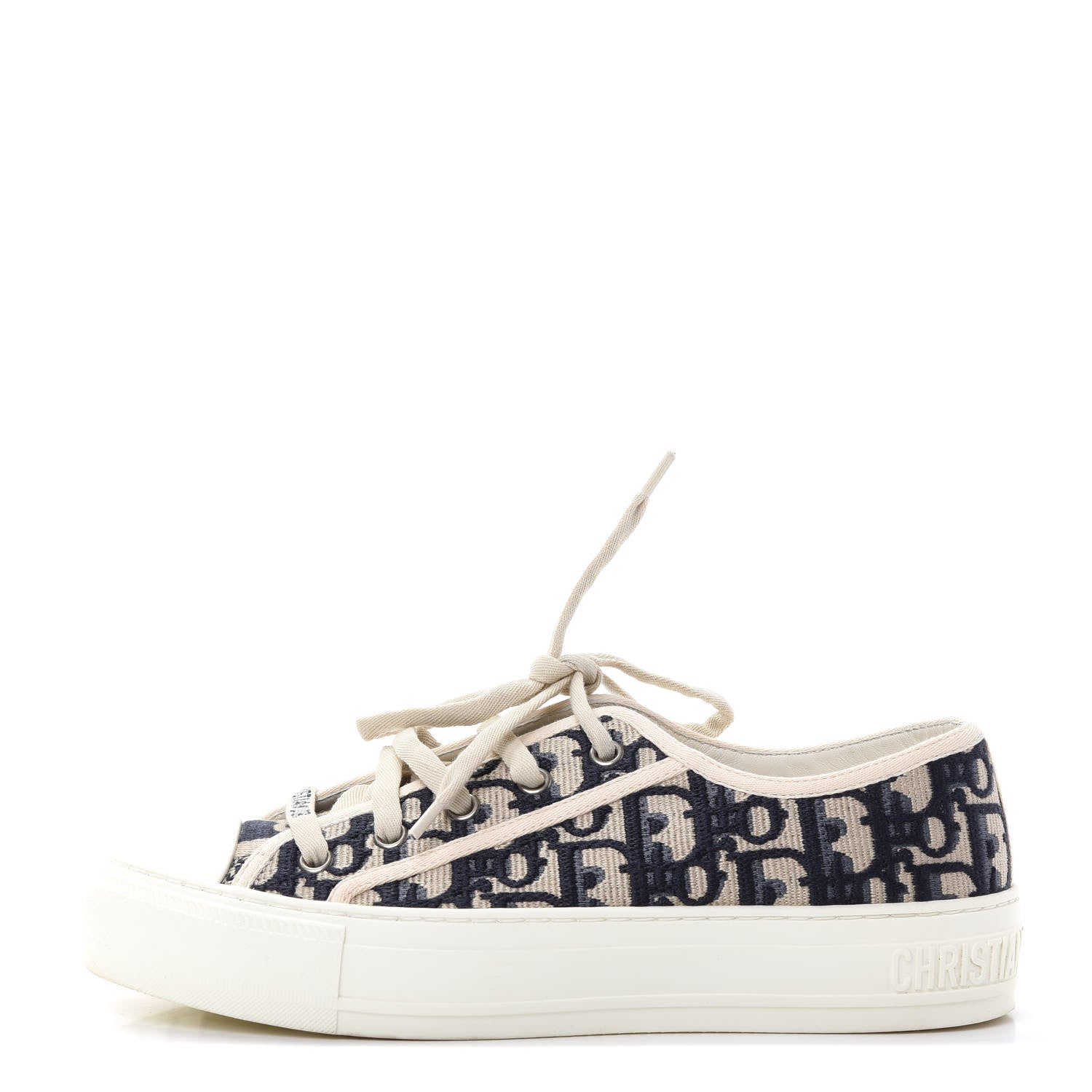 Christian Dior Canvas Oblique Walk'N'Dior Low Top Sneakers 36.5 Deep Blue 1 of 10
