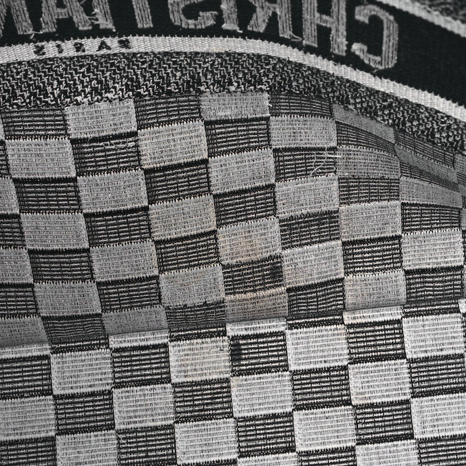 Christian Dior Canvas Embroidered Checkered Book Tote Black White 14 of 14