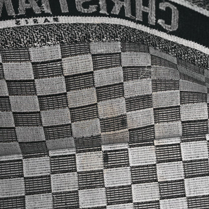 Christian Dior Canvas Embroidered Checkered Book Tote Black White 14 of 14