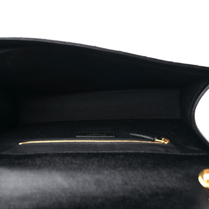 Saint Laurent Grain De Poudre Matelasse Chevron Large Monogram Satchel Black 5 of 9