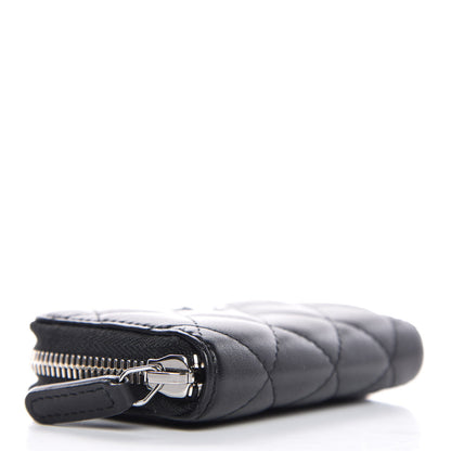 Chanel Lambskin Quilted Zip Around Coin Purse Wallet Black 4 of 8