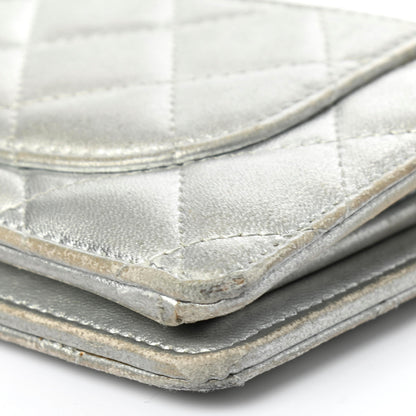 Chanel Metallic Lambskin Quilted Yen Wallet Silver 13 of 16