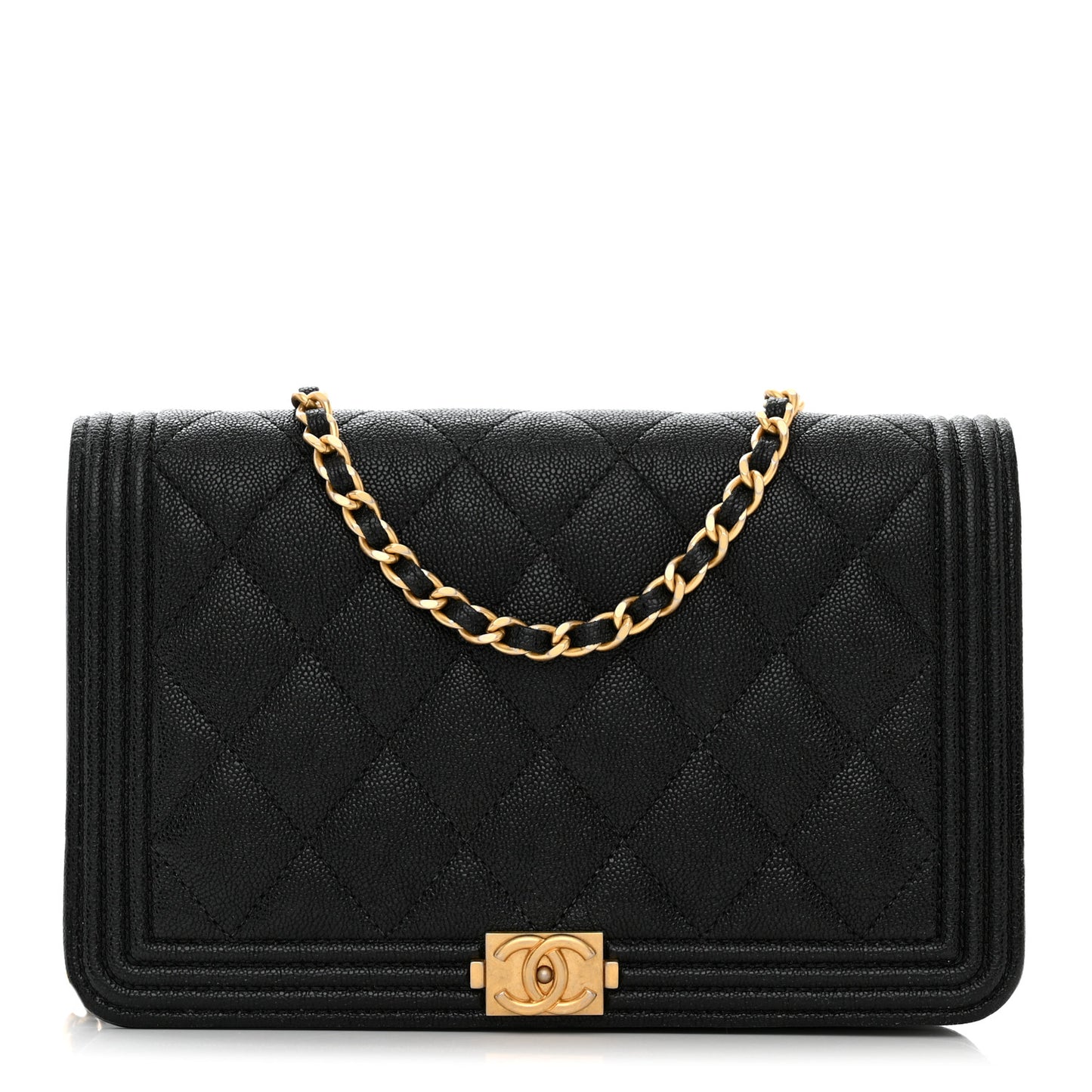 Caviar Quilted Boy Wallet On Chain WOC Black