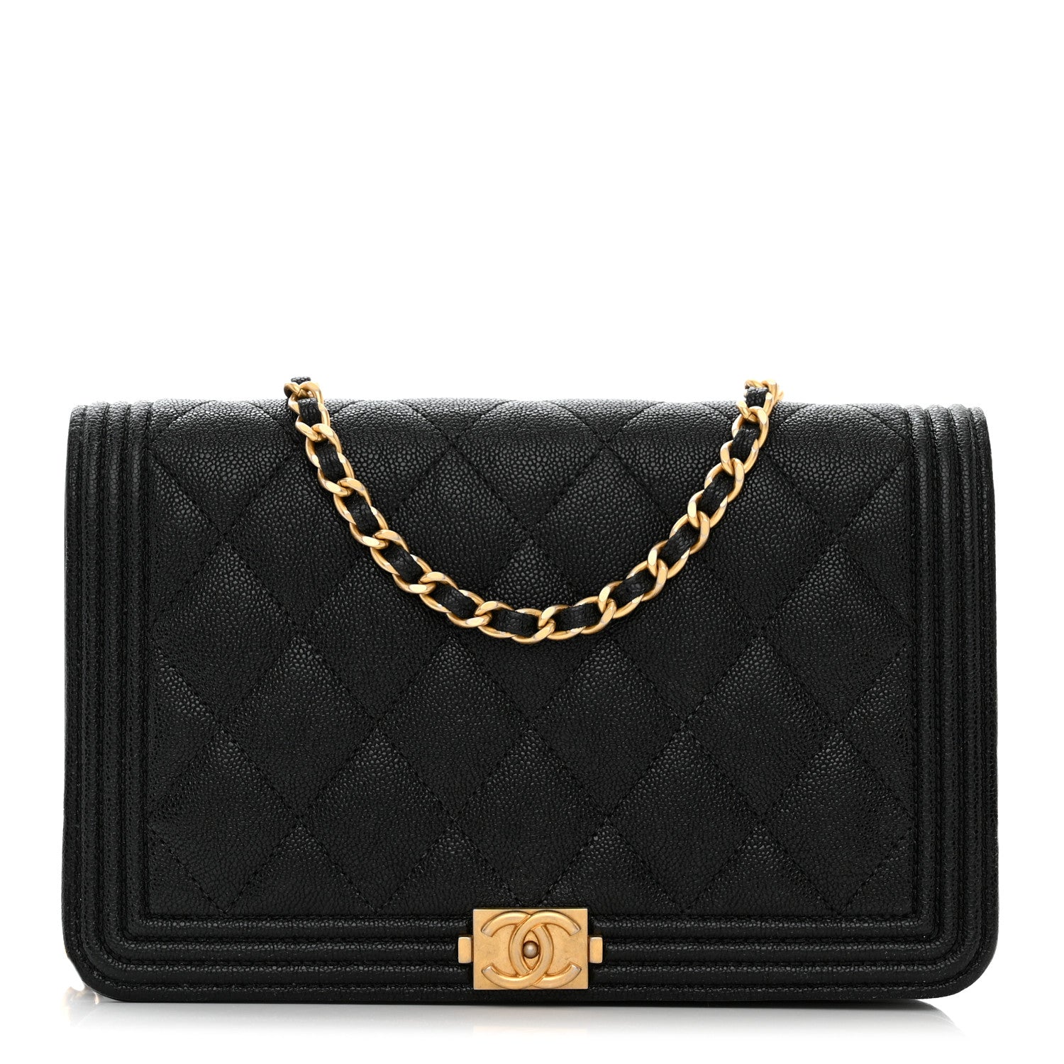 Chanel Caviar Quilted Boy Wallet On Chain WOC Black 1 of 12
