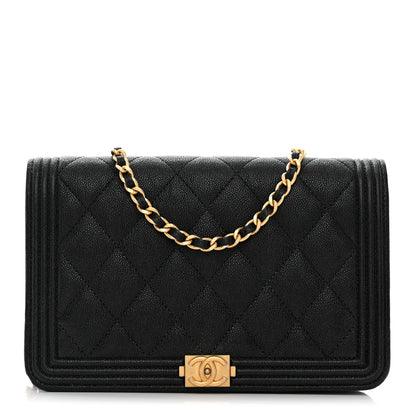Chanel Caviar Quilted Boy Wallet On Chain WOC Black 1 of 12