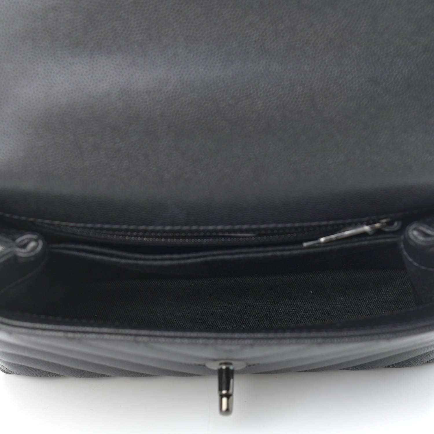 Chanel Caviar Chevron Quilted Mini Coco Handle Flap So Black 5 of 9