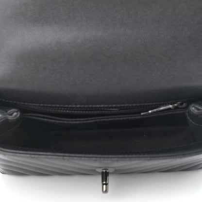Chanel Caviar Chevron Quilted Mini Coco Handle Flap So Black 5 of 9