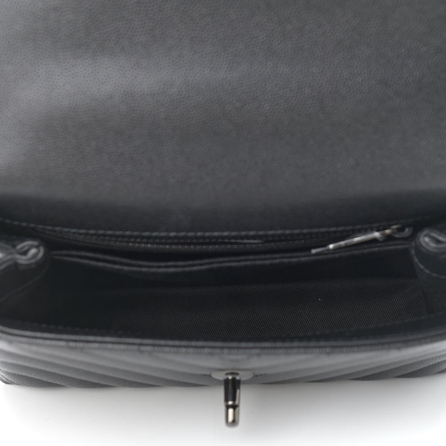 Caviar Chevron Quilted Mini Coco Handle Flap So Black