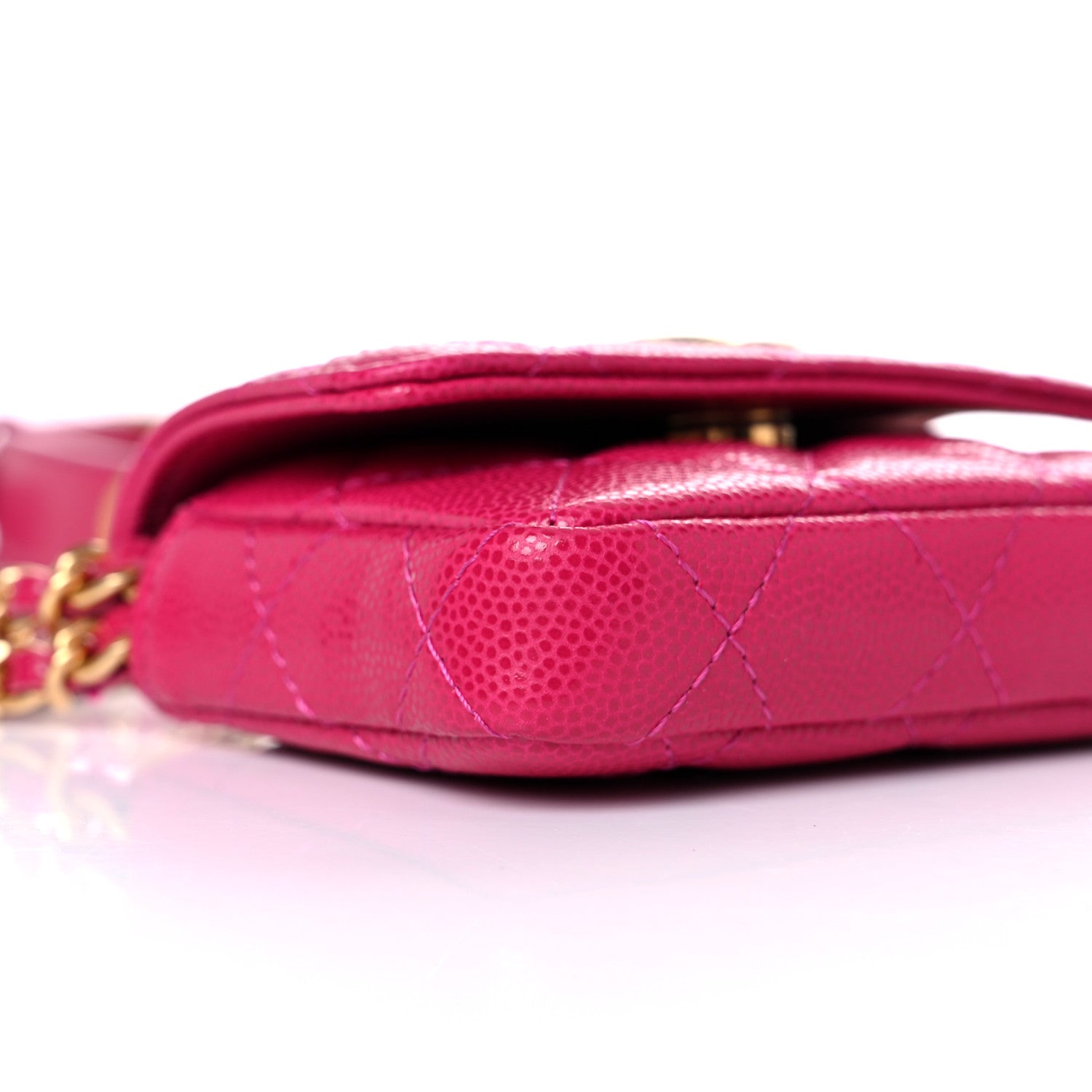Chanel Caviar Twist Your Buttons Quilted Flap Chain Belt Bag Dark Pink 8 of 12