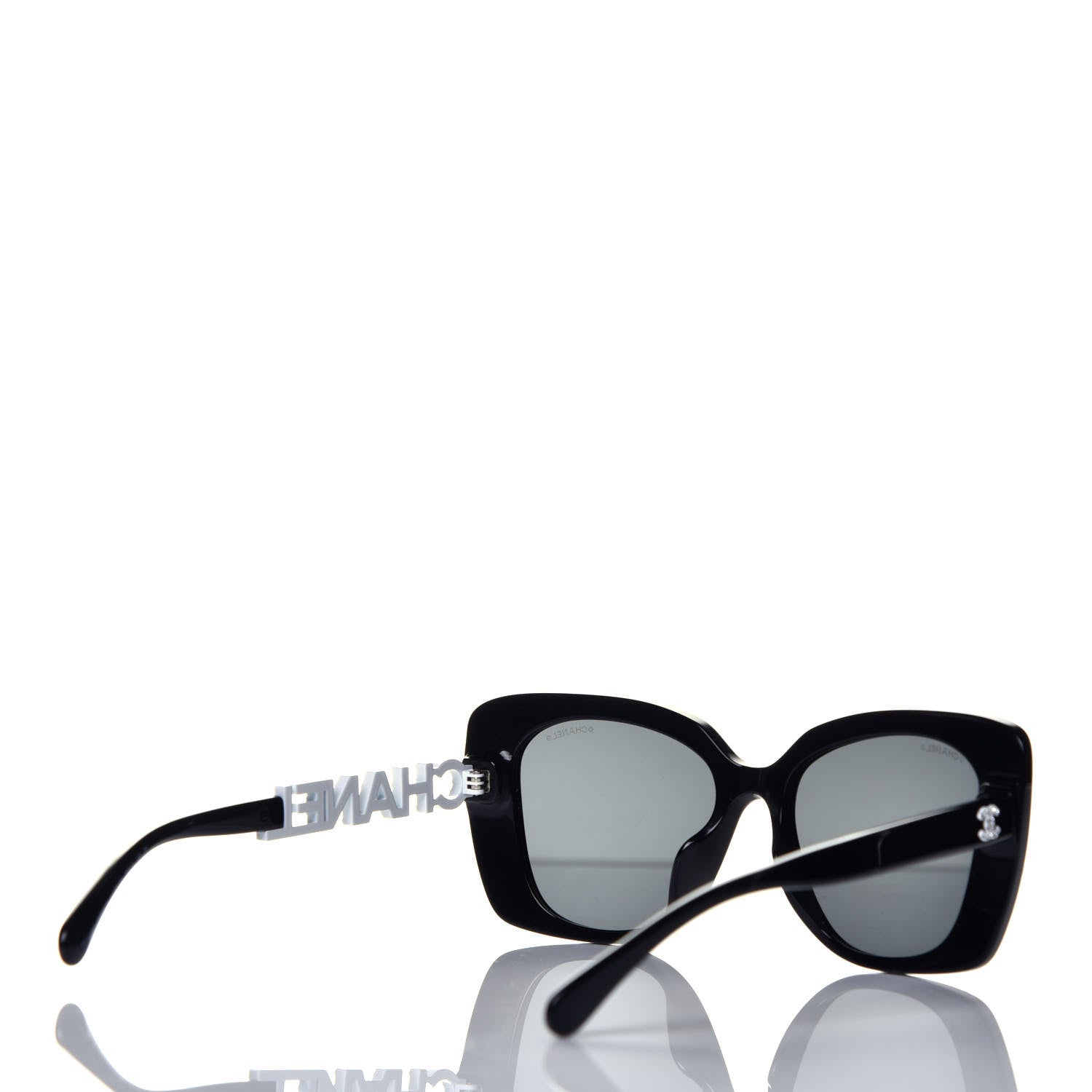 Chanel Acetate Strass Square Sunglasses 5422-B-A Black White 4 of 8