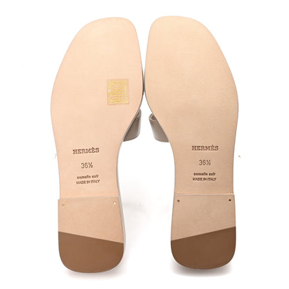Hermes Box Calfskin Oran Sandals 36.5 Beige Mastics 6 of 10