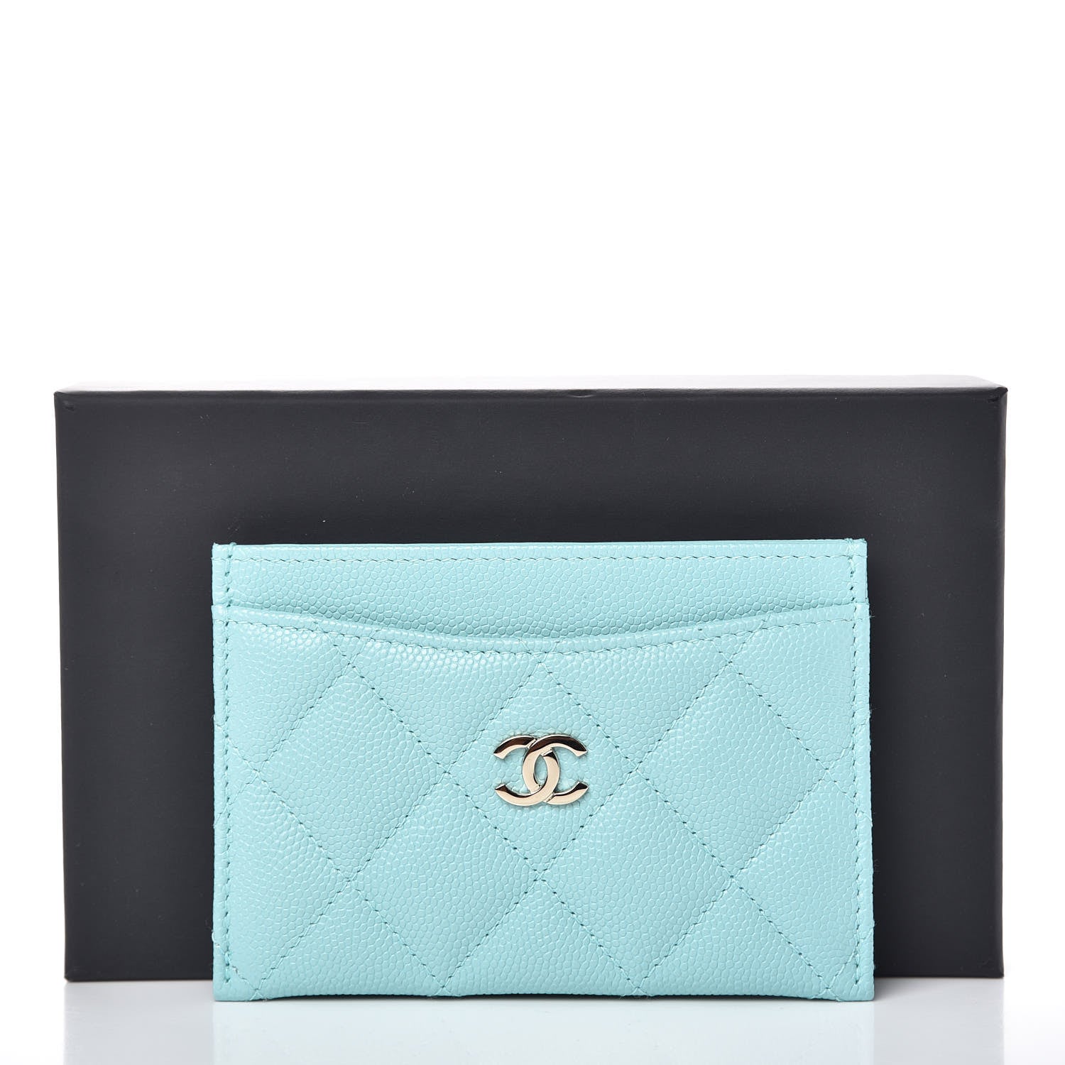 Chanel Caviar Quilted Card Holder Light Blue 11 of 11