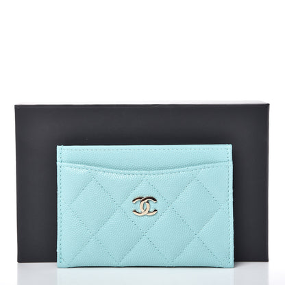 Chanel Caviar Quilted Card Holder Light Blue 11 of 11