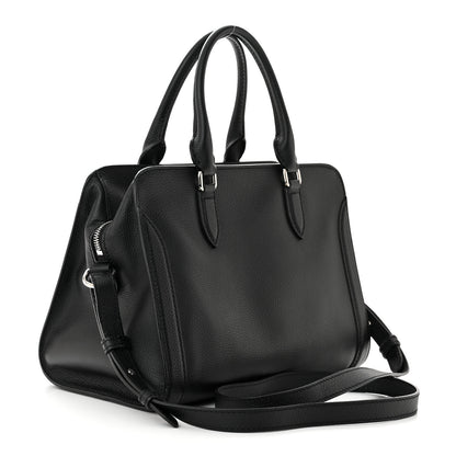 Alexander McQueen Pebbled Calfskin Small Skull Padlock Zip Around Tote Black 3 of 11