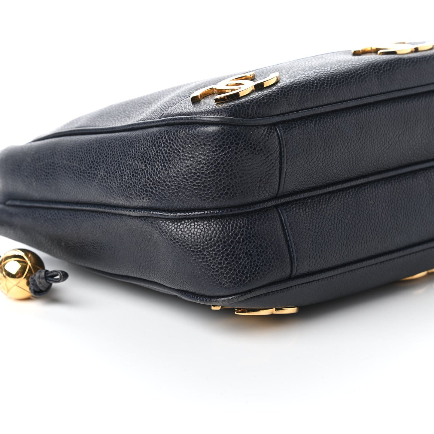 Caviar CC Shoulder Bag Navy Blue
