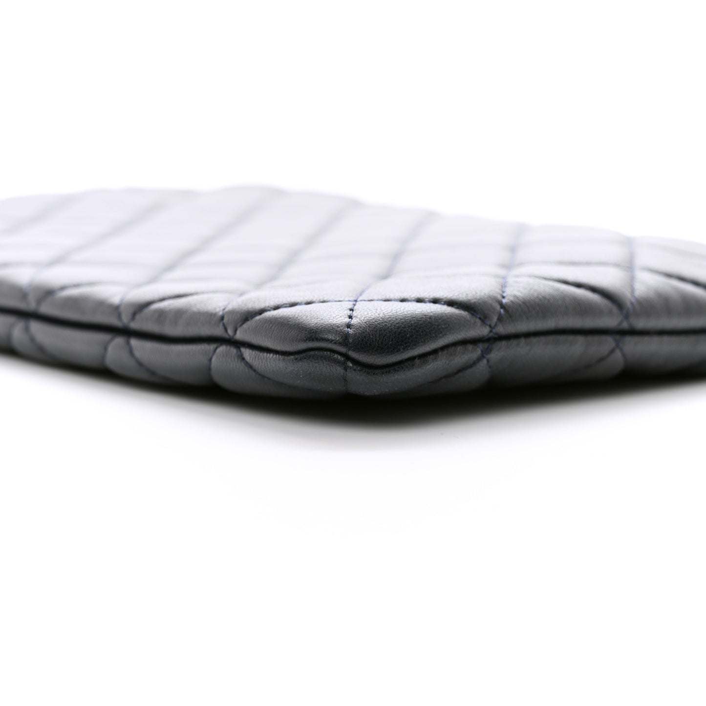 Lambskin Quilted Medium Cosmetic Case Navy Blue