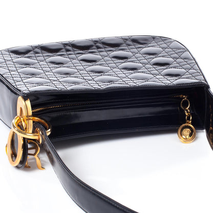 Christian Louboutin CHRISTIAN DIOR Patent Cannage Hobo Black 6 of 10
