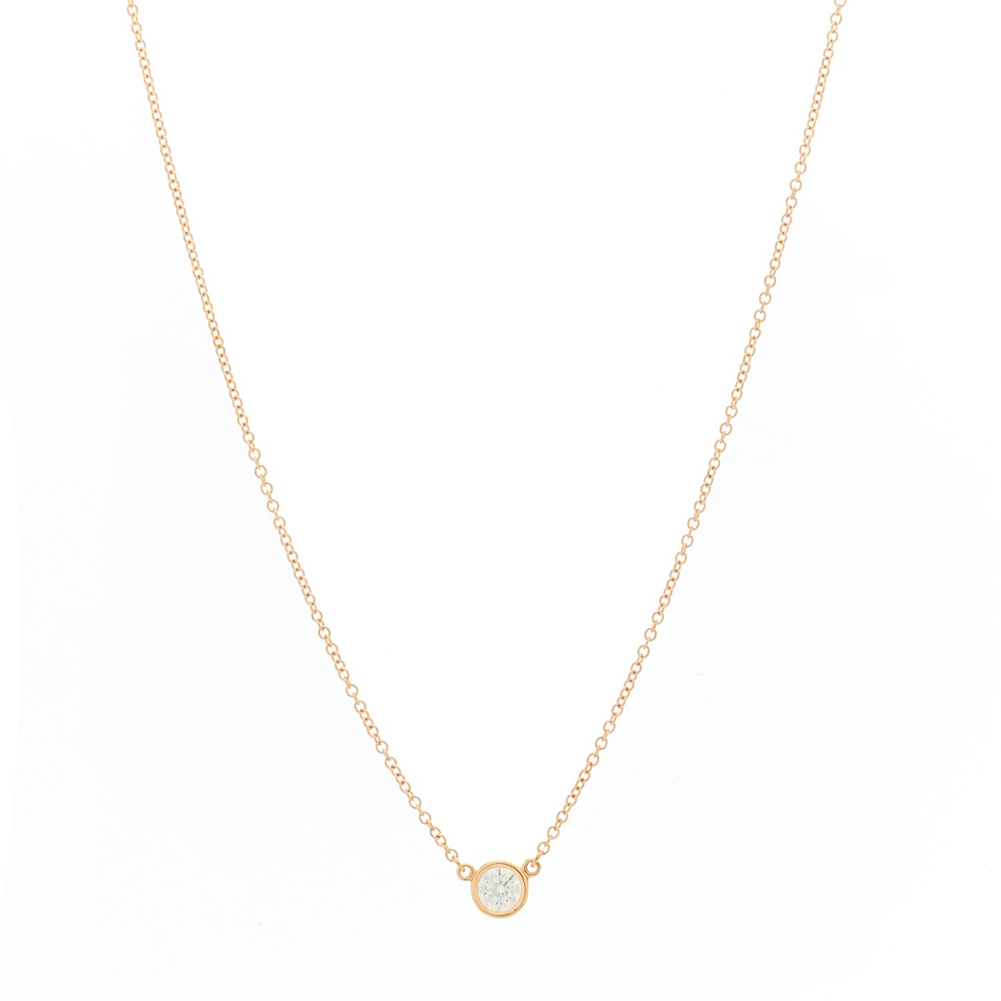 18K Rose Gold Diamond .24ct Elsa Peretti Diamonds by the Yard Pendant Necklace