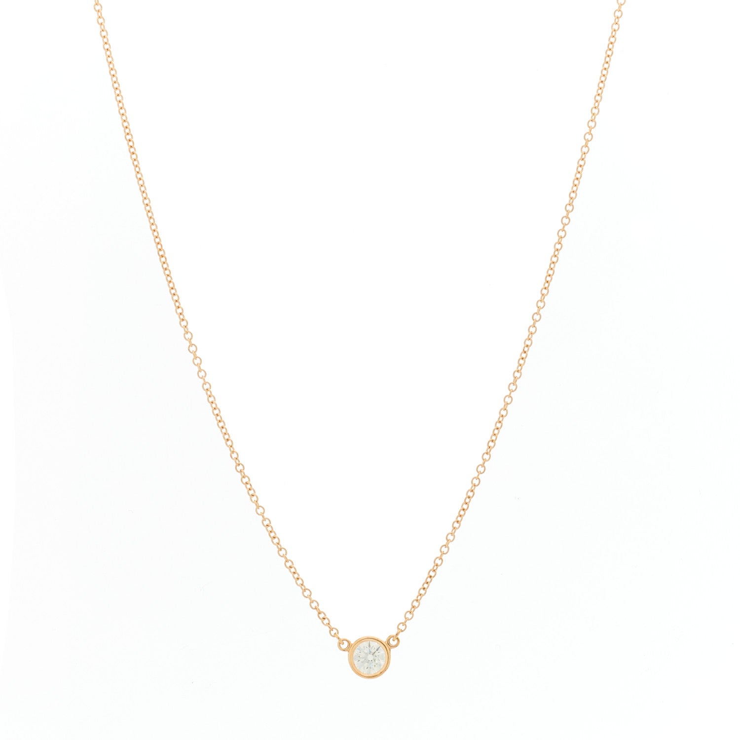 Tiffany 18K Rose Gold Diamond .24ct Elsa Peretti Diamonds by the Yard Pendant Necklace 1 of 6