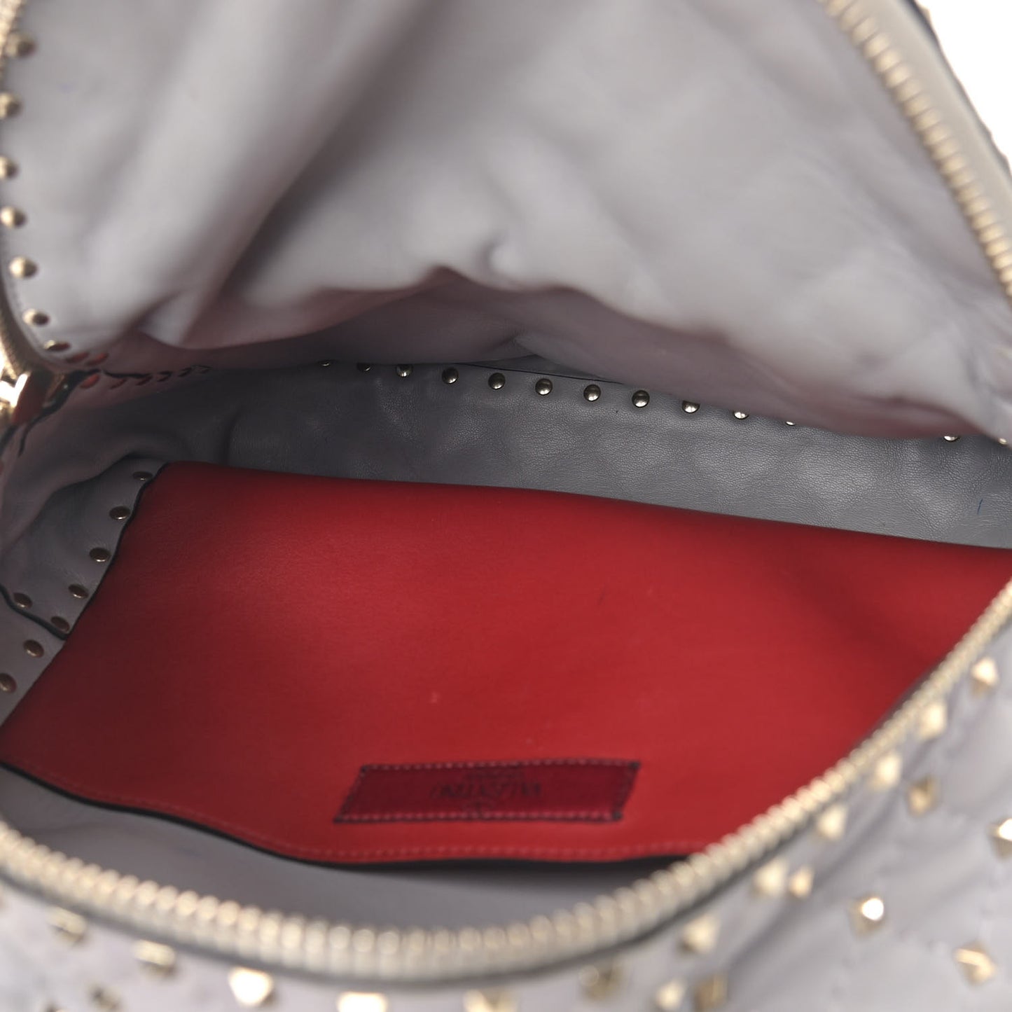 Nappa Quilted Medium Rockstud Spike Backpack Pastel Grey